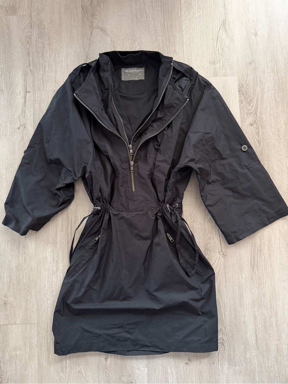 All Saints spitalfields black parachute mini dress small